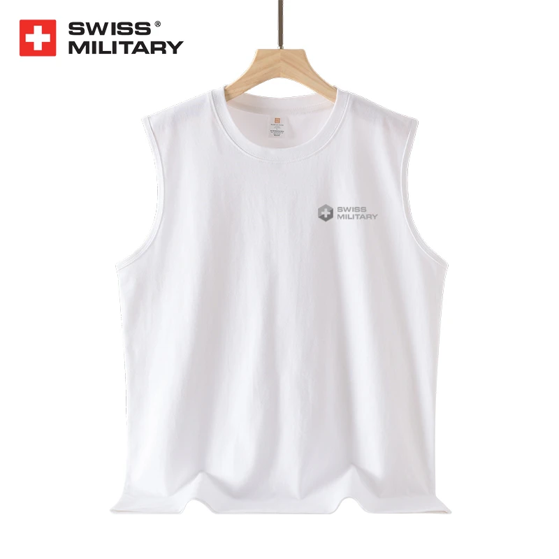 SWISSMILITARY重磅纯棉夏无袖背心T恤男女打底简约百搭运动ACO13
