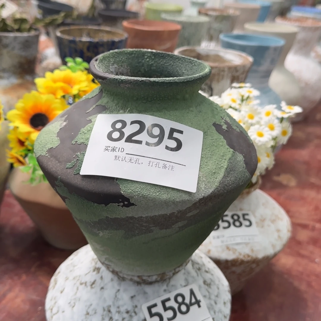 摆件陶景德镇高温花瓶编码8295高17口6默认无孔