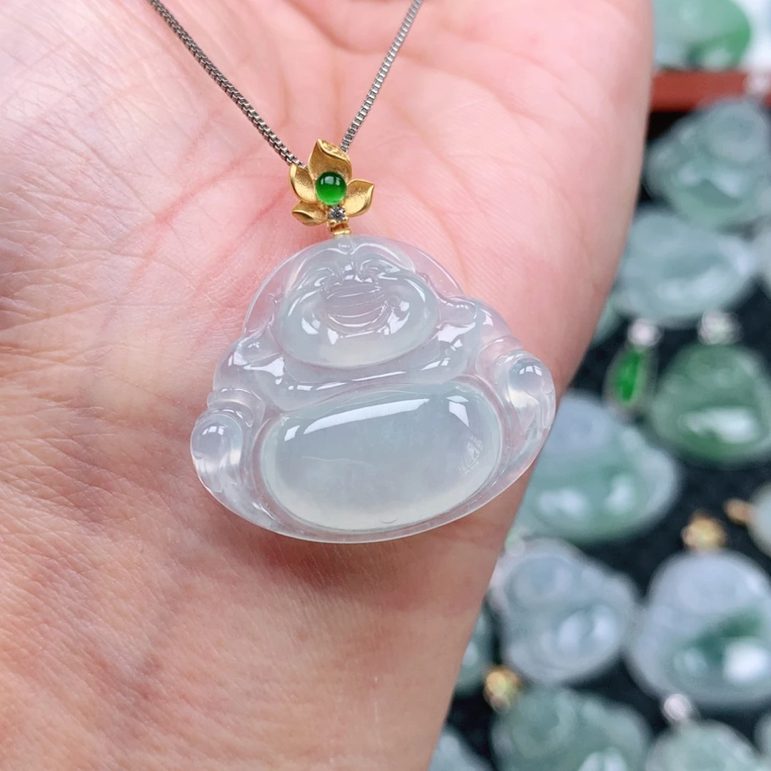 翡翠吊坠(不含链)18K金镶嵌