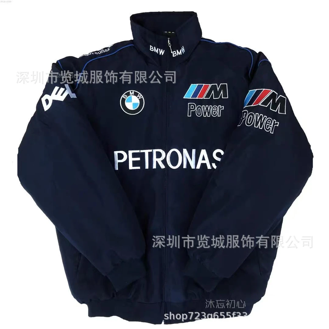 宝马F1赛车学院复古棒球秋季休闲夹克f1外套谢霆锋同款短袖t恤