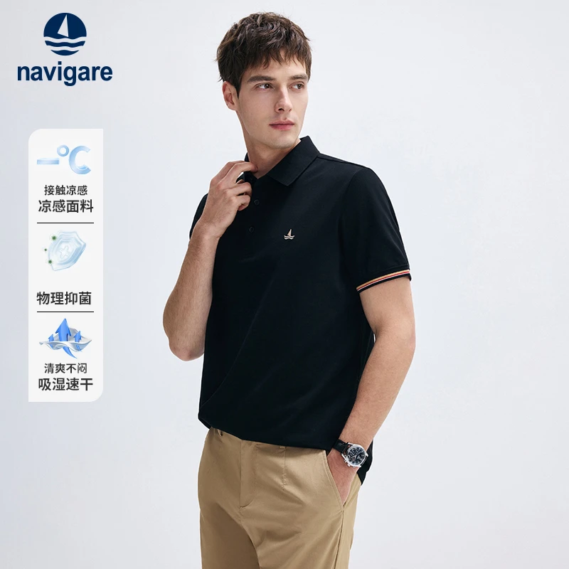 [凉感]Navigare意大利小帆船新款白色POLO衫休闲夏季男士短袖T恤