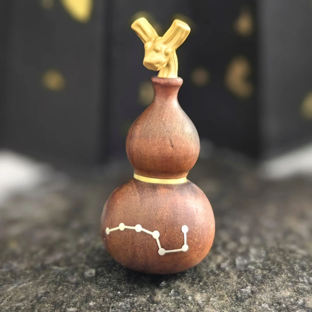 非金属木质吊坠 陈年枣木葫芦镶嵌银丝佩戴随身饰品吊坠国风摆件