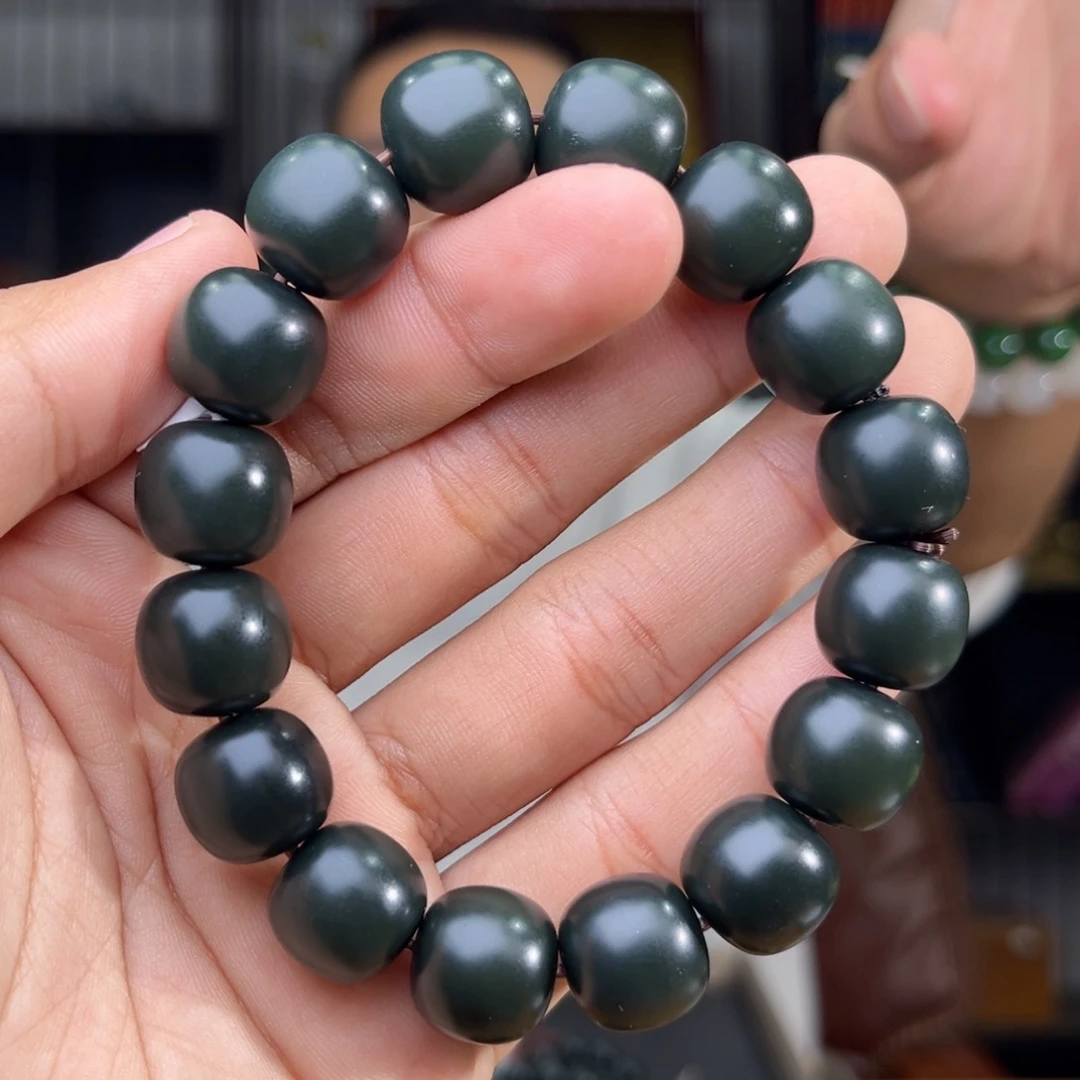 和田玉未镶嵌手串天然和田玉92年新疆塔县前三矿沙枣青特细卡14