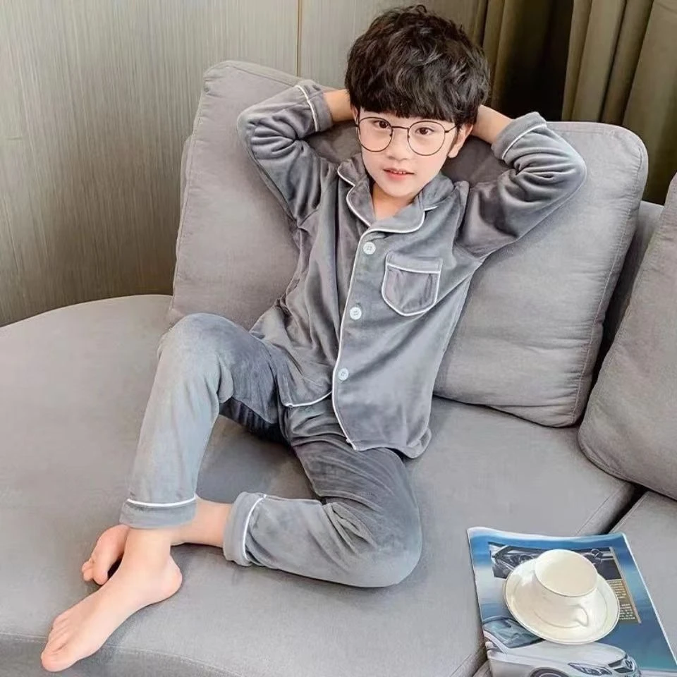 巴拉巴拉男孩女孩秋冬季儿童睡衣法兰绒男童宝宝珊瑚绒男孩加绒加