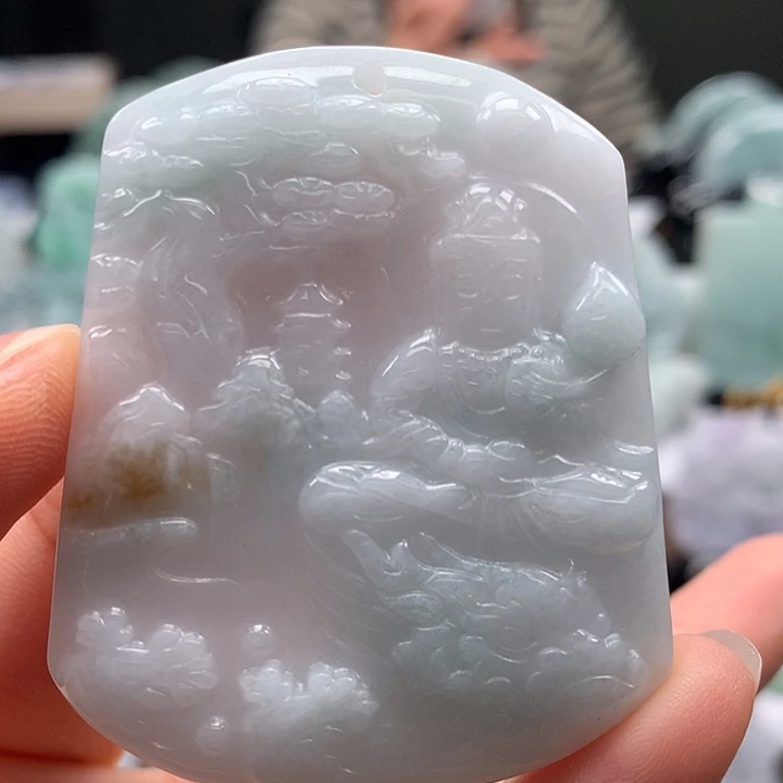 翡翠未镶嵌颈饰山水玉龙观音福利