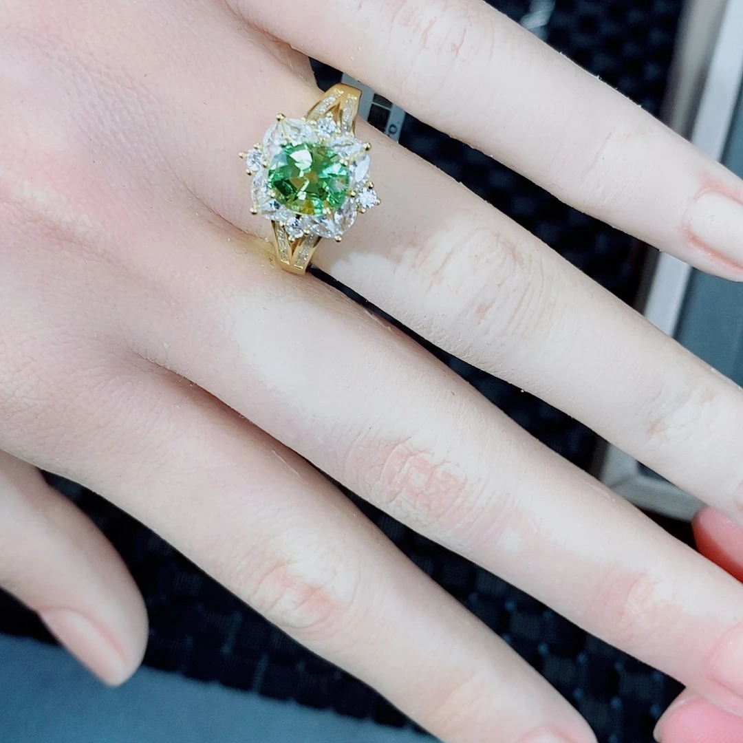 碧玺戒指银S925镶嵌