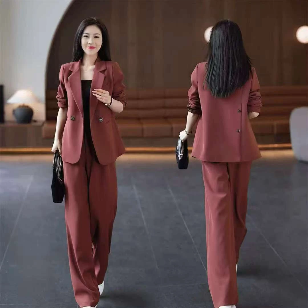 （现货+运费险)2025春秋高级感西装套装女时尚新款职业西服两件套