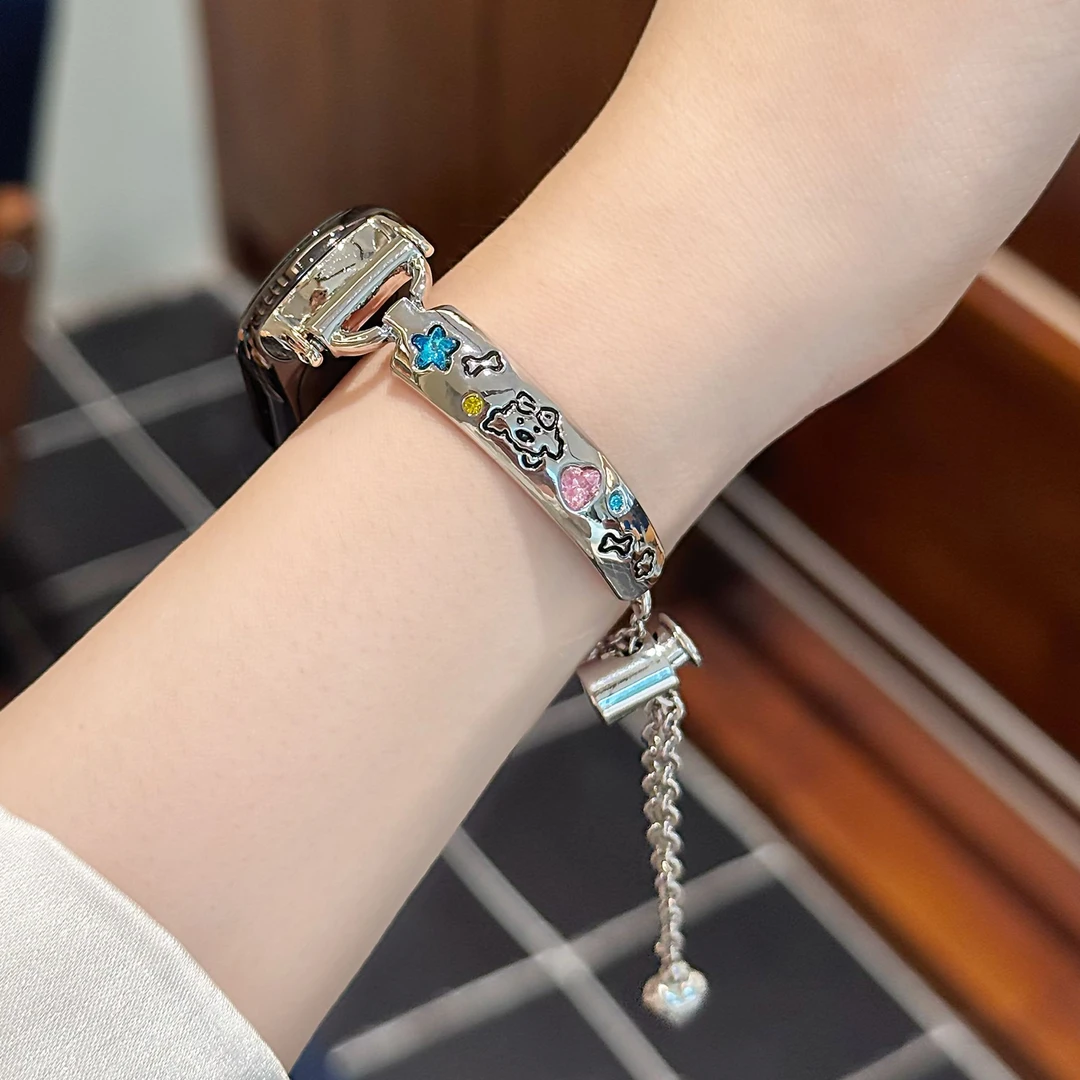 s10代苹果手表9/8/7/SE适用iwatch表带彩钻手镯小米10手环华为gt5