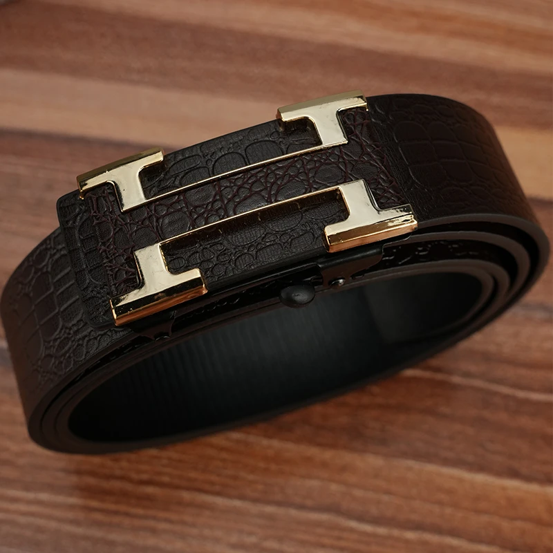 皮带男款无牙自动扣黑色纹裤带简约时尚韩版男士商务真皮裤腰带