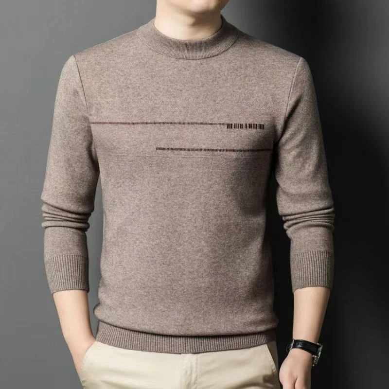 301-350男士针织衫秋冬加绒半高领加厚保暖时尚休闲百搭上衣