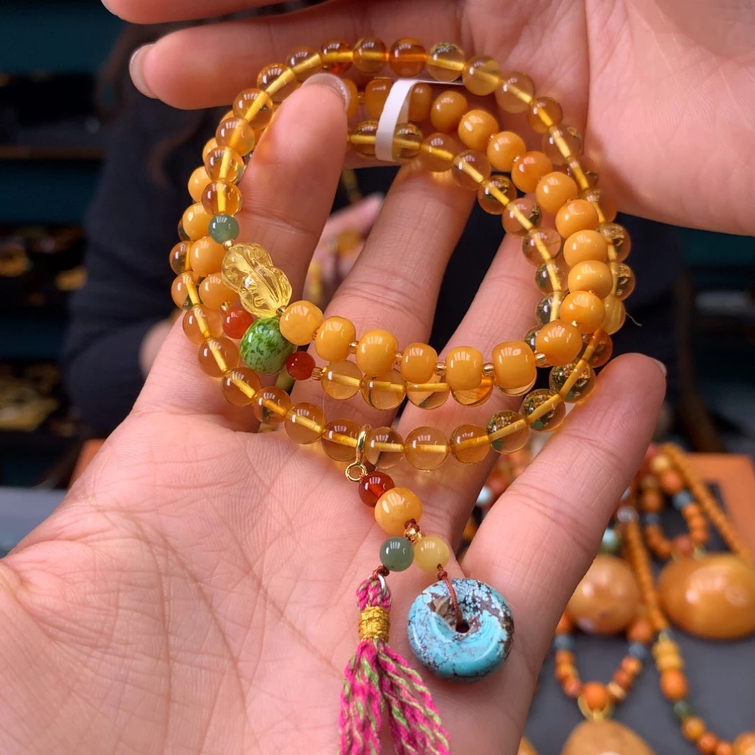 琥珀未镶嵌手串微瑕