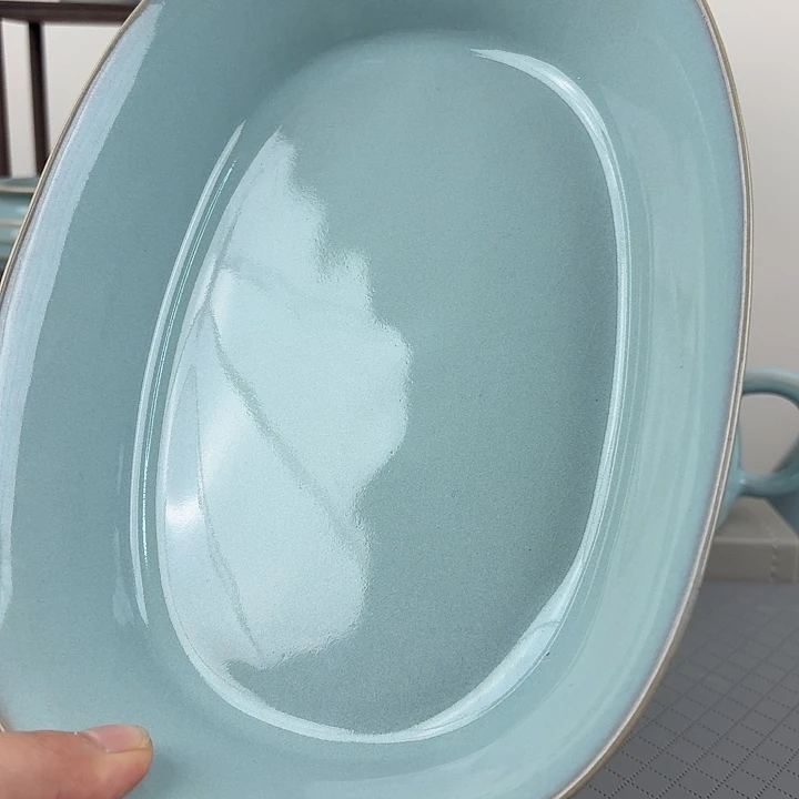微瑕汝窑天青釉大号水仙盆圈足烧