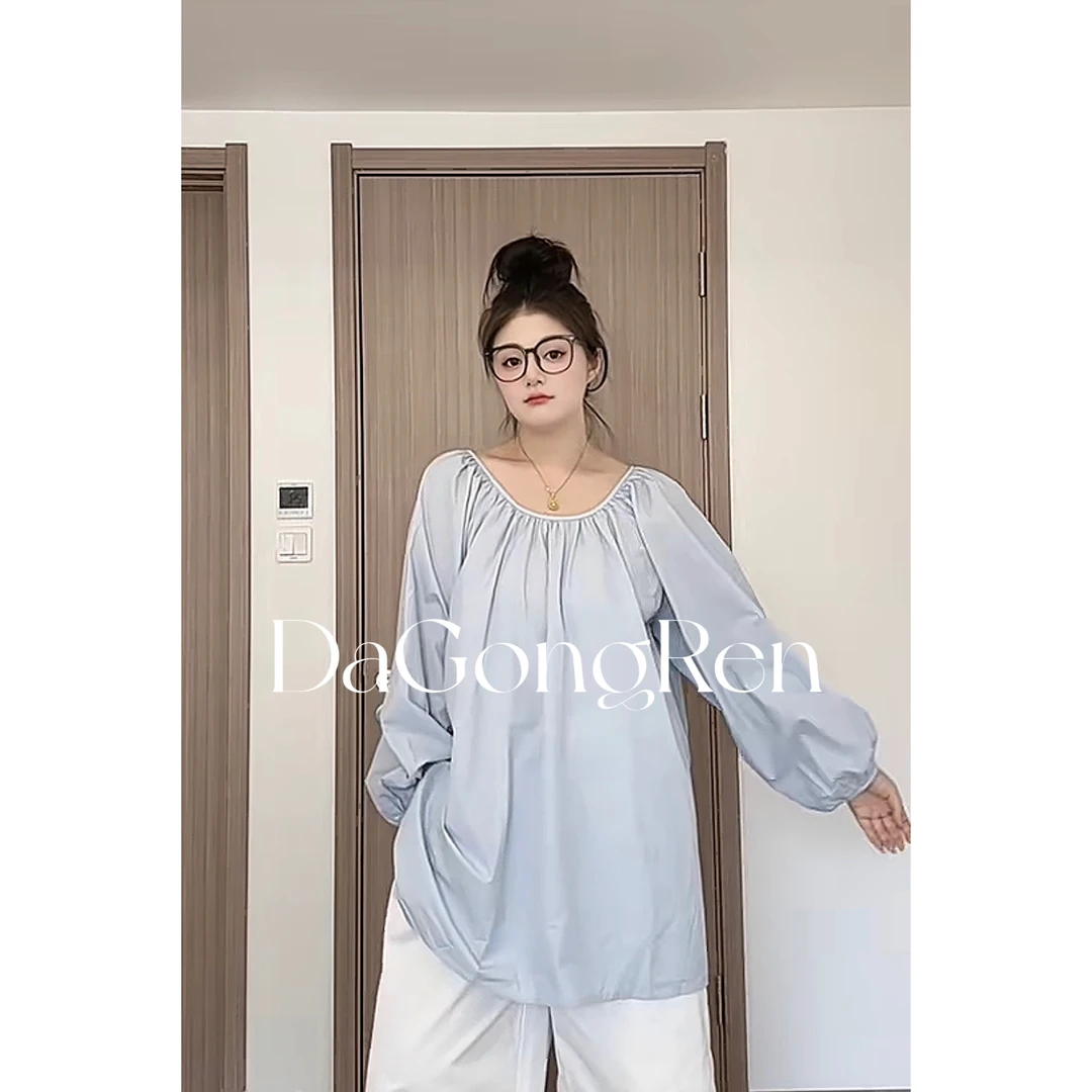 【DaGongRen】大码微胖‘’懒懒夏日‘’甜美气质小众松弛感衬衫S2658