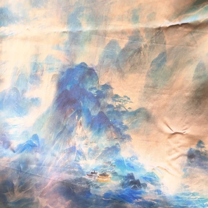 织绣竖向山水定位烤皮1.4米