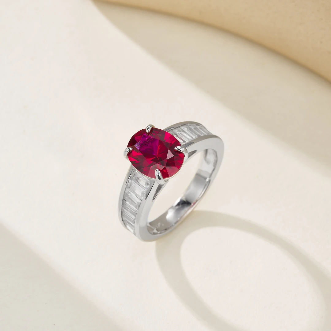 925银戒指 时尚精美培育红宝银戒指1624