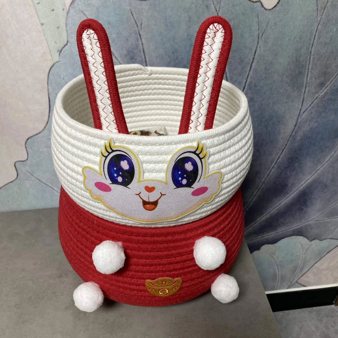 招财兔子双层收纳创意可爱时尚手工高颜值卡通家用毛绒