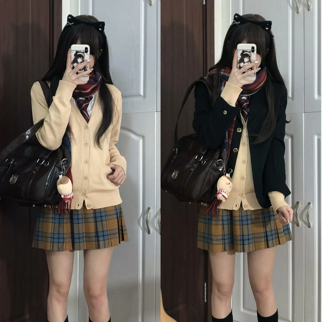 中牌制服馆琥珀光秋冬毛料原创JK制服格裙校供半身裙百褶裙短裙