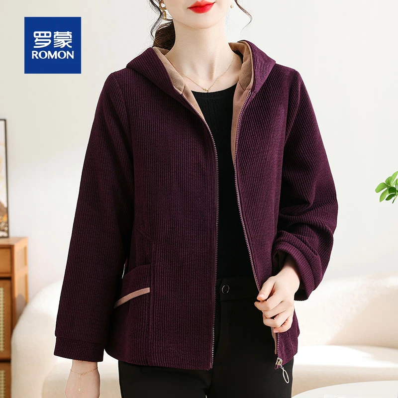 罗蒙气质妈妈春秋装短款外套女新款时尚高档母亲中老年女装上衣女