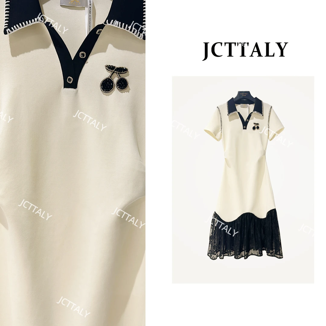 【宠粉价】气质通勤POLO收腰鱼尾拼接25夏季新款JC-A3906