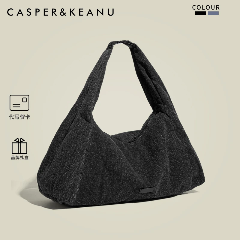 CASPER&KEANU赵昭仪同款复古斜挎包女大容量潮轻便牛仔气囊单肩包