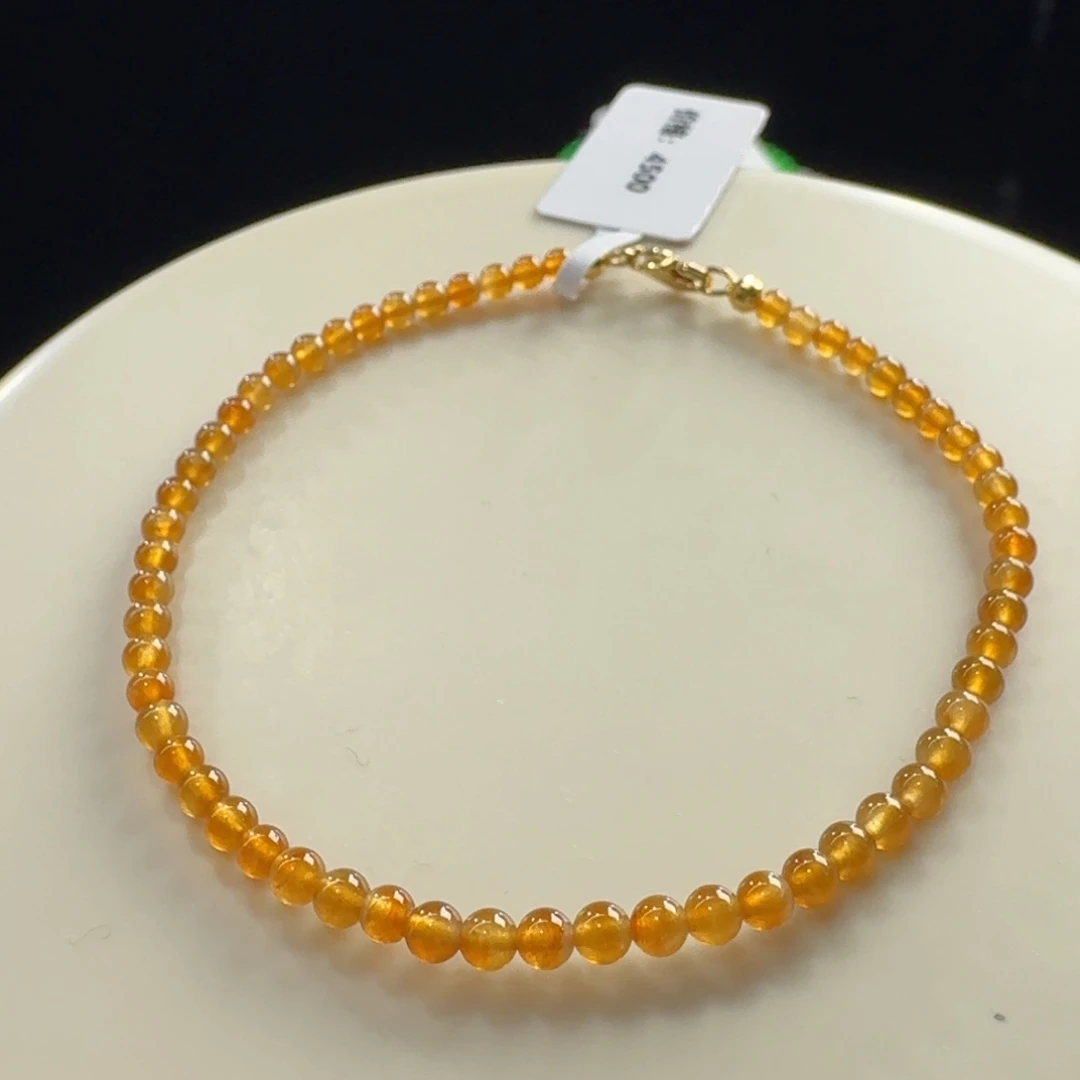 翡翠未镶嵌手链高冰黄翡小米单圈卡3-3.2mm