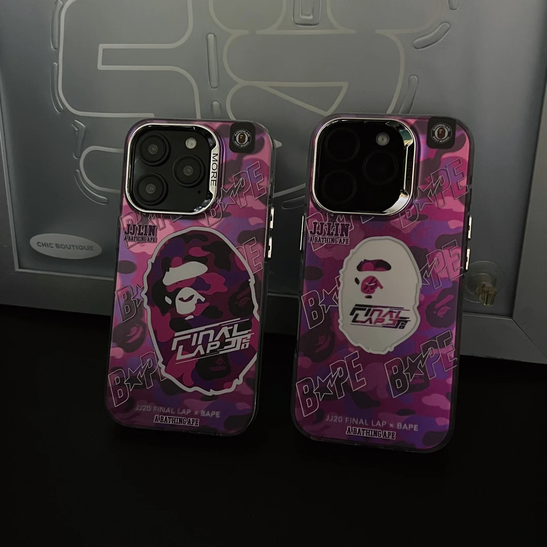 迷彩紫色猿人适用苹果16promax磨砂ip14/15/16pro创意潮牌手机壳