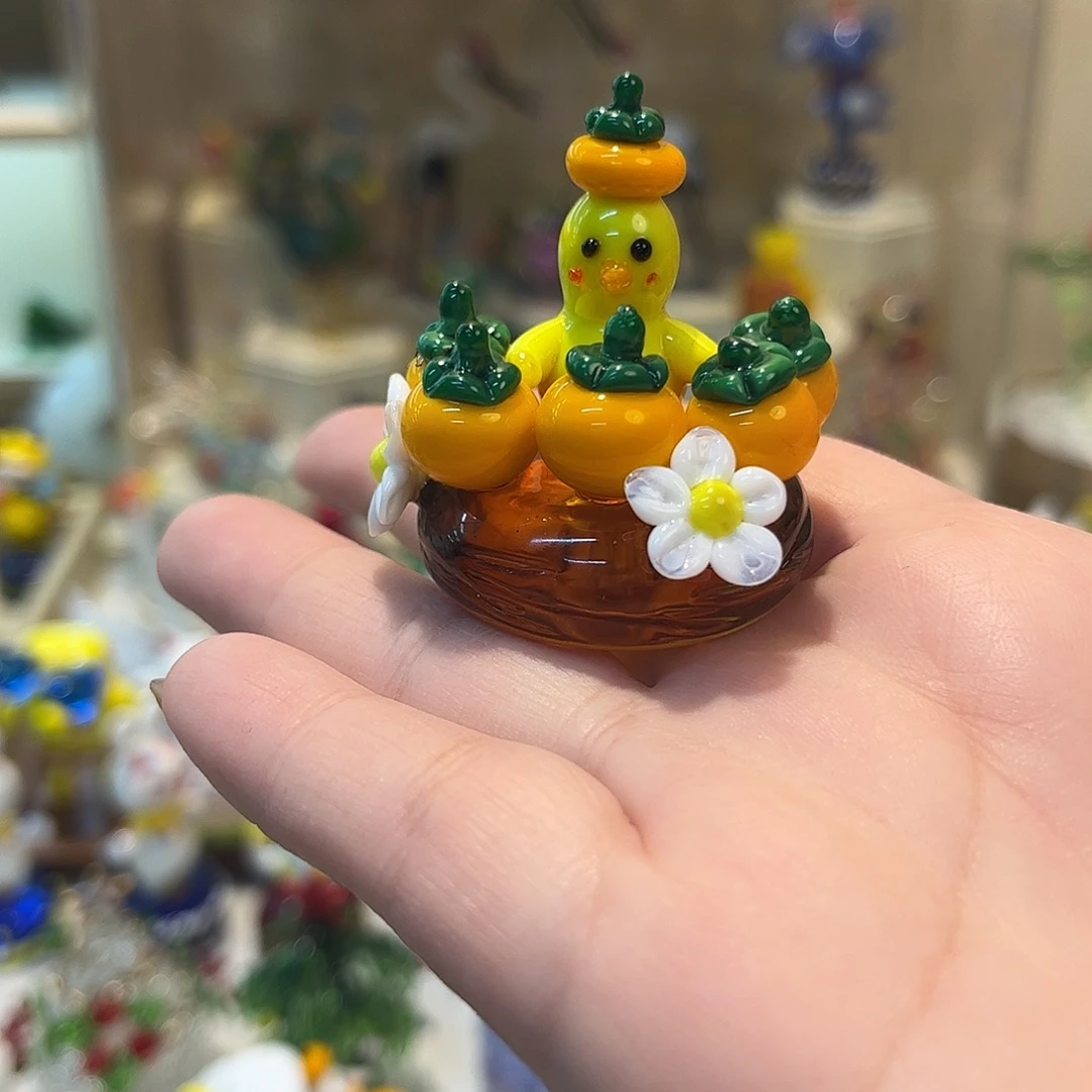 手工艺品琉璃柿柿如意小鸭子