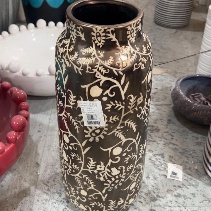 陶瓷花瓶摆件外贸出口微瑕捡漏高40口10公分底部有孔大孔