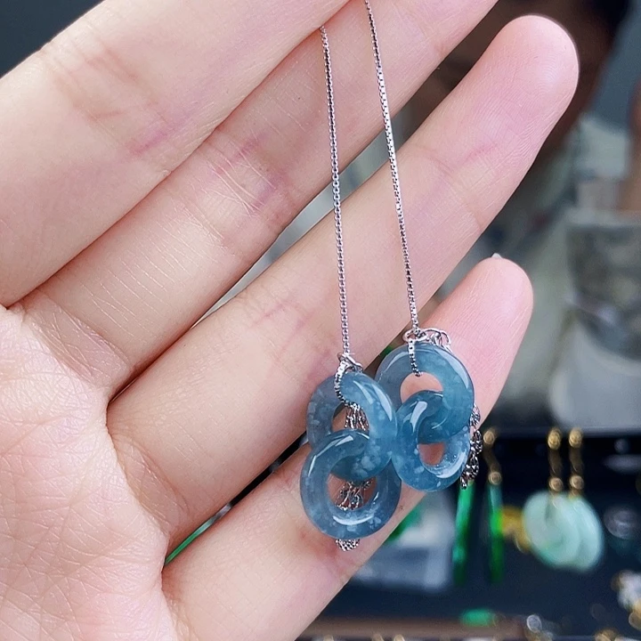 翡翠耳饰银S925镶嵌饰品