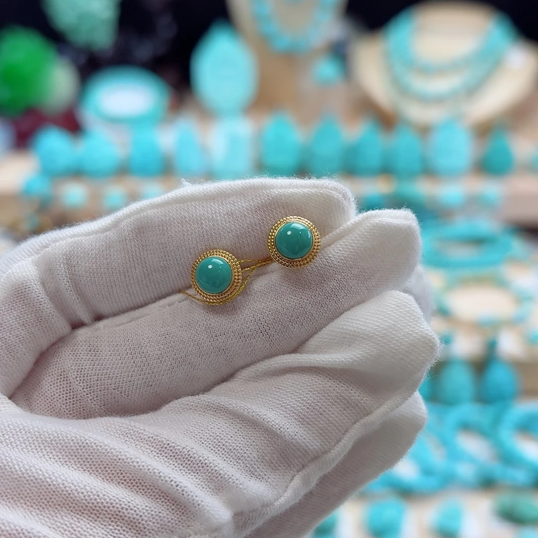 绿松石18K金镶嵌珠宝奇石