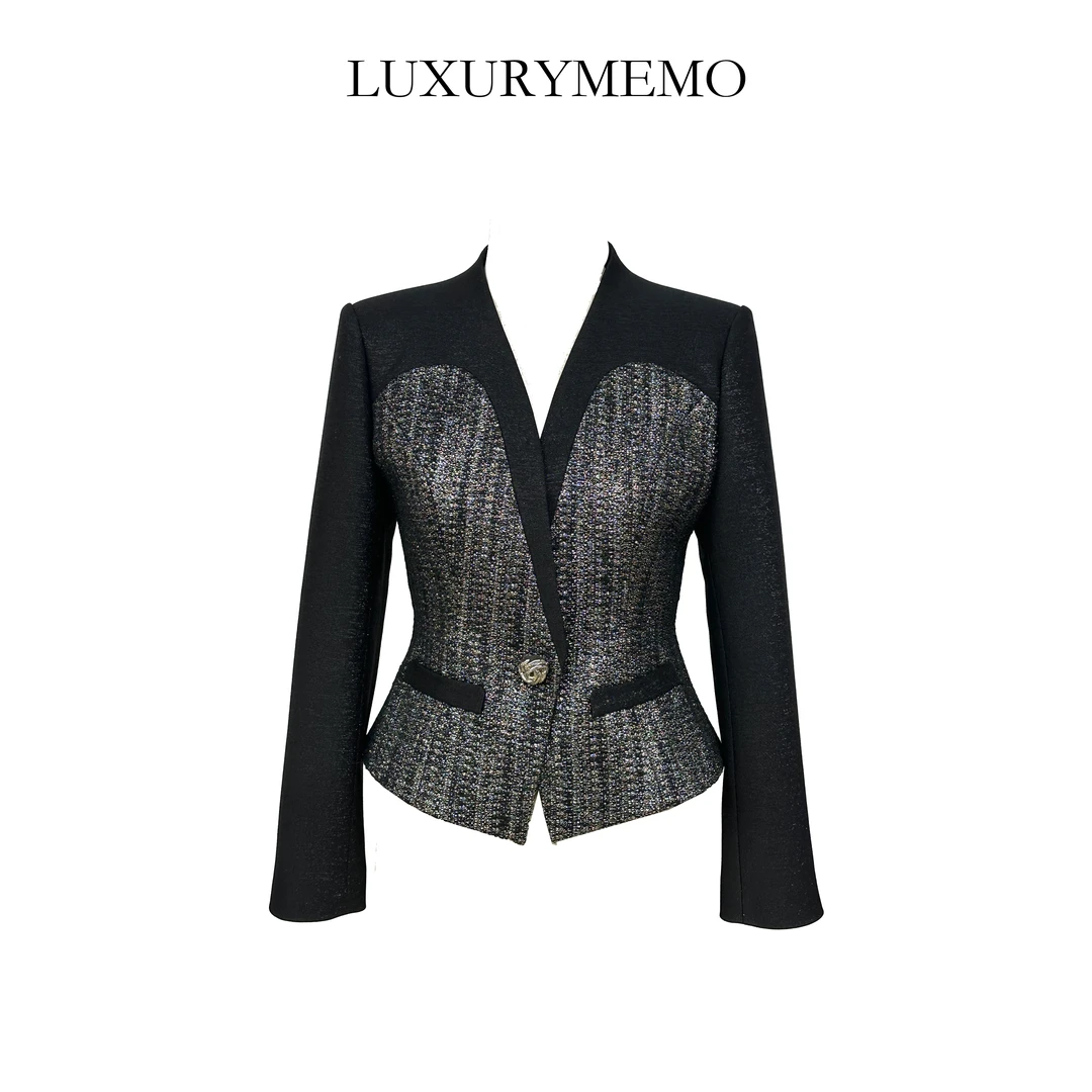 LUXURYMEMO【情书】小香风时尚气质拼接百搭外套