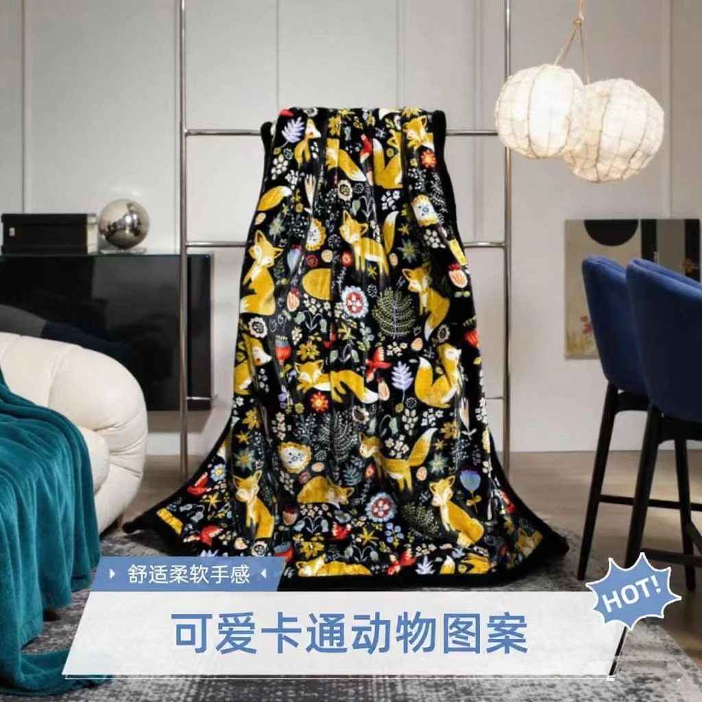 美式【森林小狐狸】四季通用办公室午休毯空调毯旅行毯