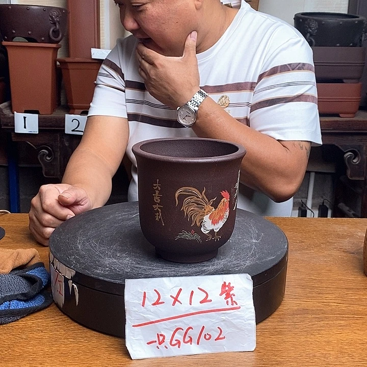 紫砂花盆货号一只GG102