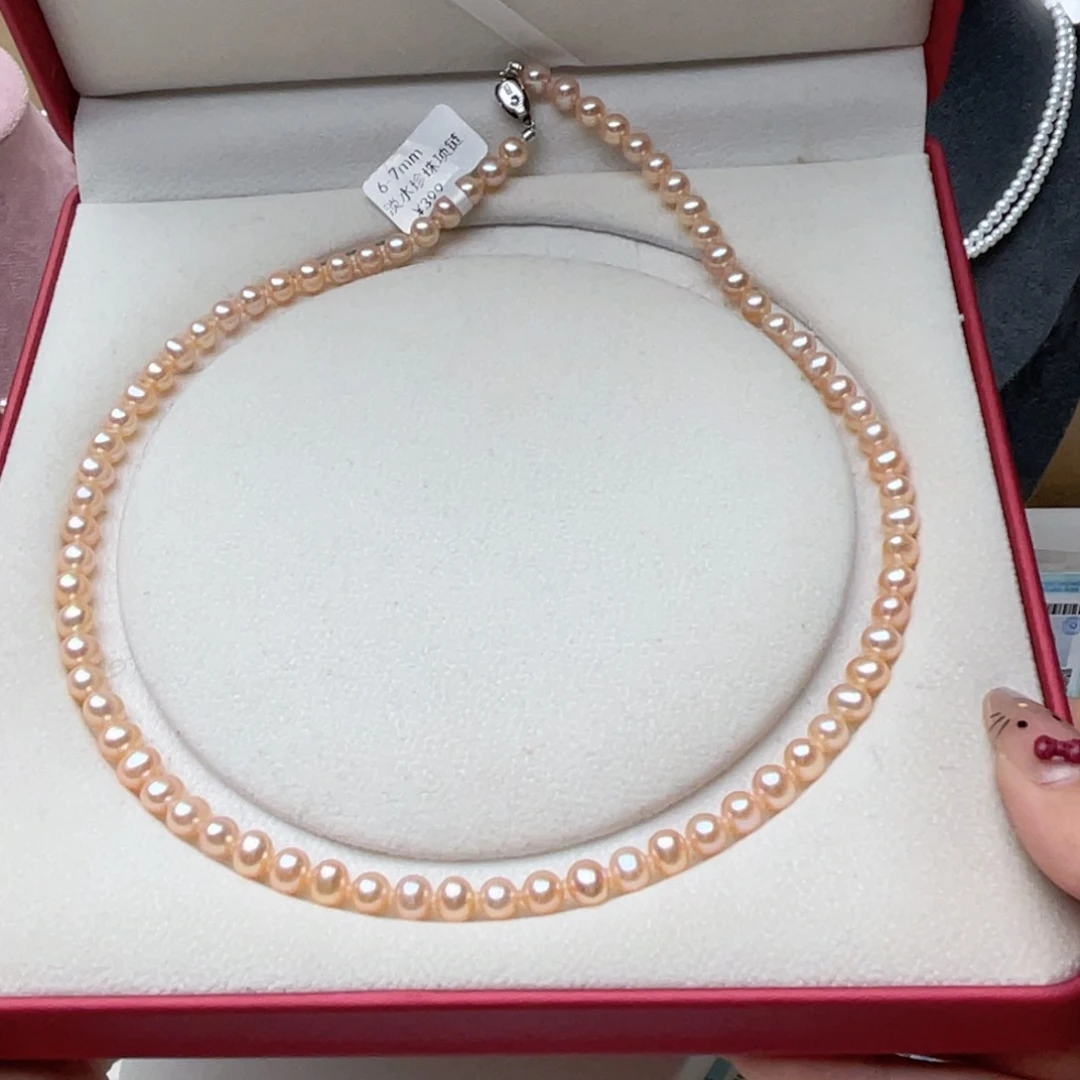 淡水珍珠银S925镶嵌颈饰6-7