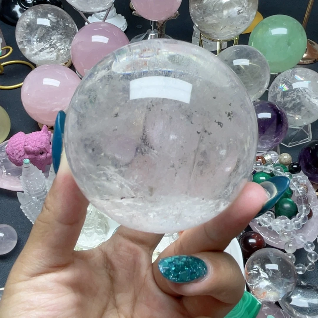 未镶嵌珠宝半成品水晶白水幽灵球