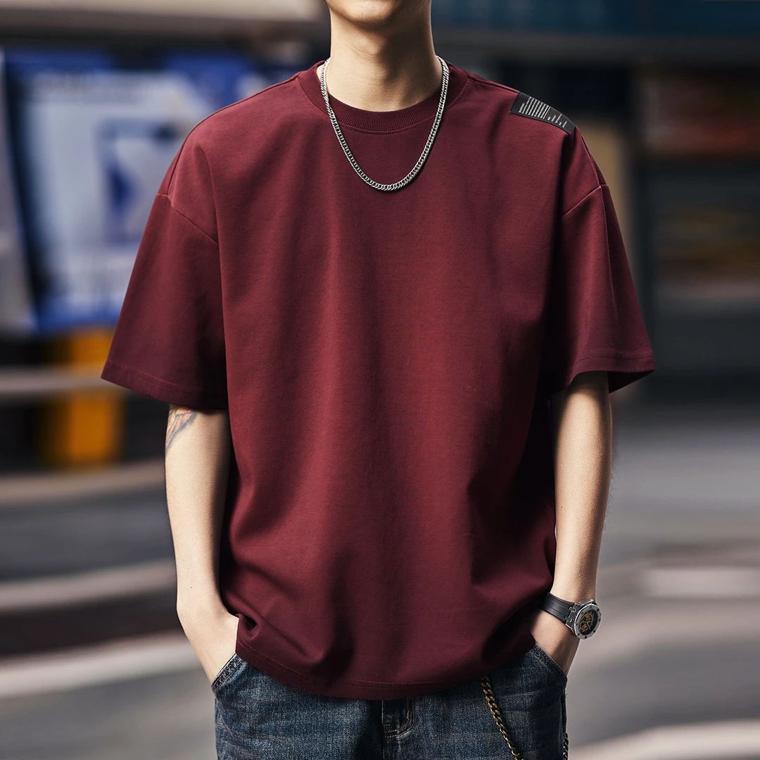 格蓝鹿美式重磅短袖T恤男夏季潮牌宽松大码圆领休闲痞帅体恤男装