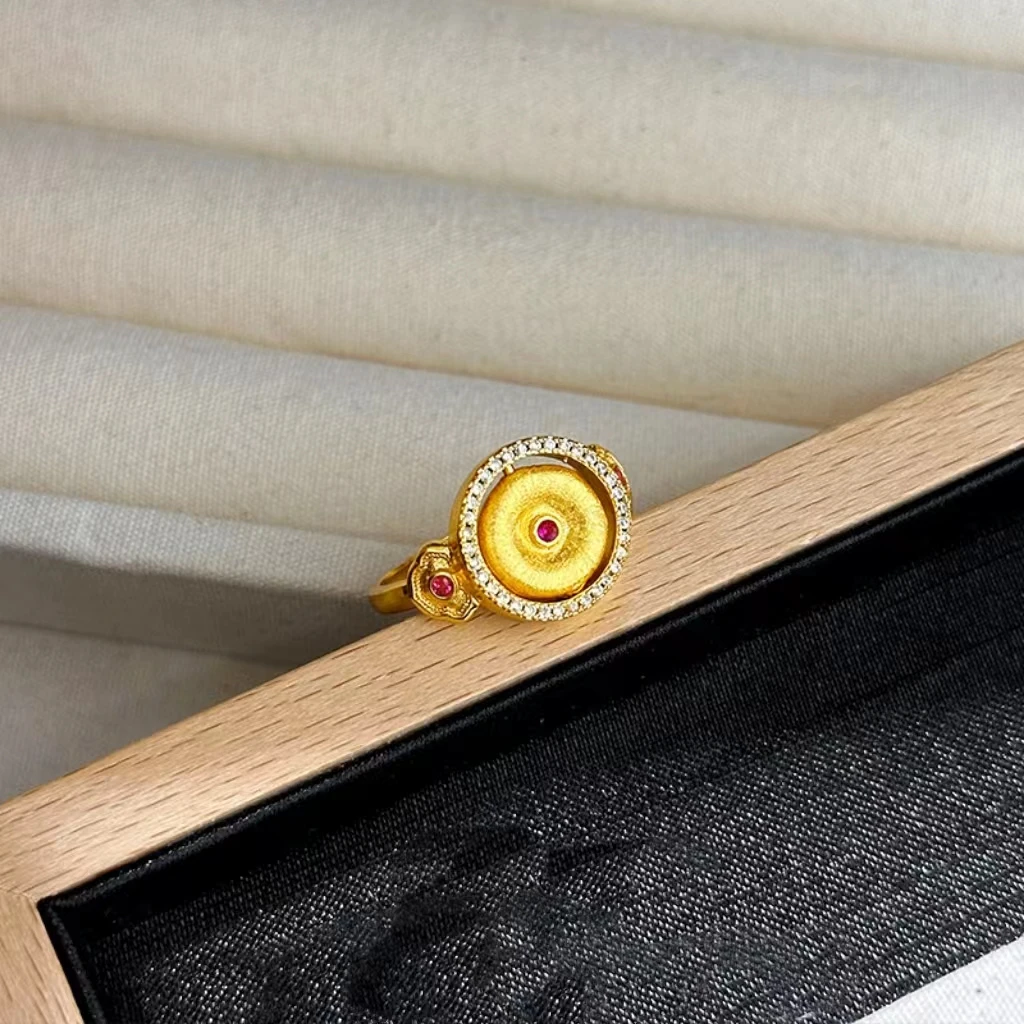 足银戒指 足银时来运转平安扣戒指气质古风