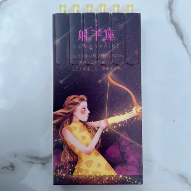 十二星座盒装笔，一盒6支装，ST笔尖黑色中性笔