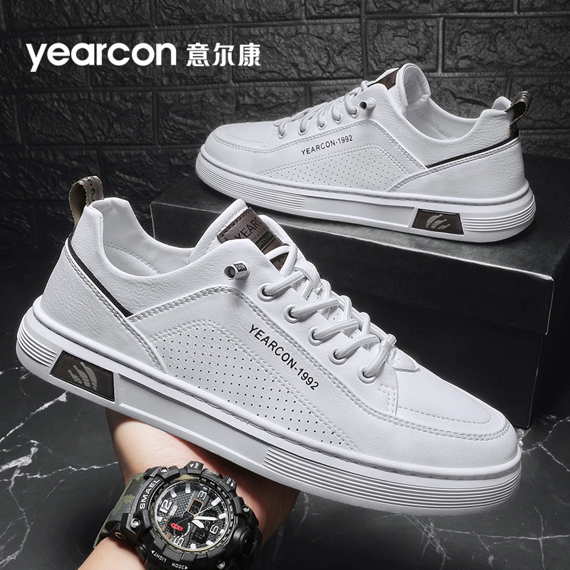 意尔康男鞋2025新款秋季透气百搭一脚蹬小白鞋男士高级感镂空板鞋