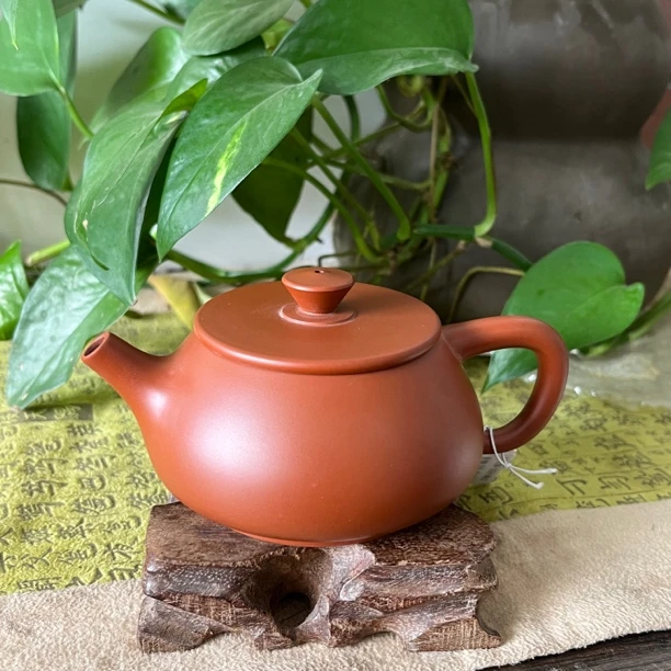 钦州坭兴陶茶壶  复烧红陶石175cc