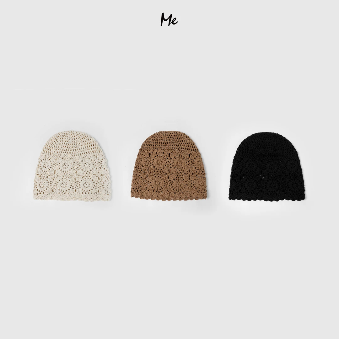 ME【百棉勾花盆帽】100棉手工勾花百搭时尚休闲针织帽子MESA0648