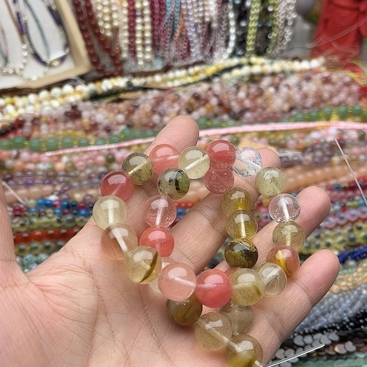 玛瑙/玉髓珠宝半成品未镶嵌12mm西瓜皮