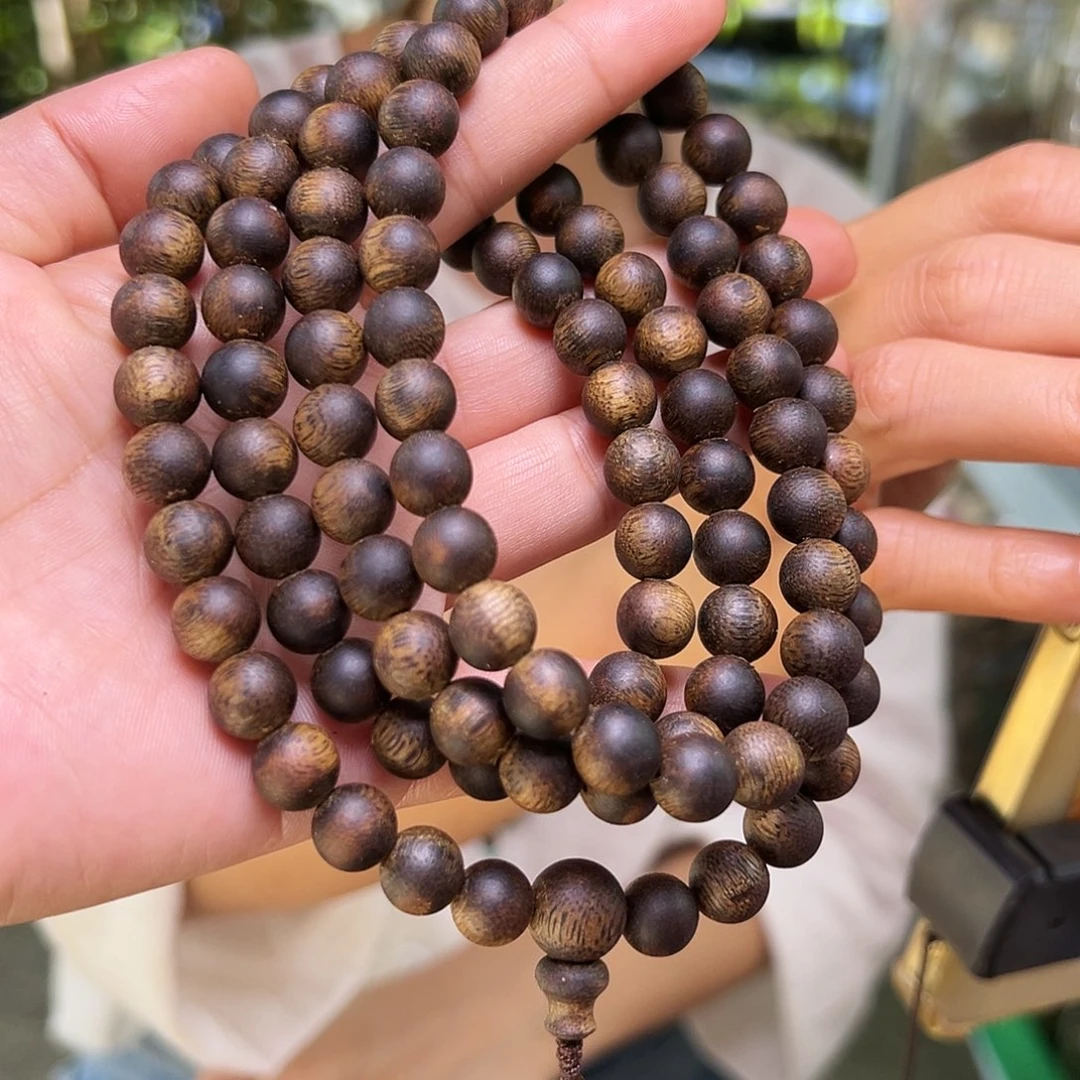 沉香手串海南莺歌绿奇楠霸王岭流油王高货孤品多圈一条0.9-47g