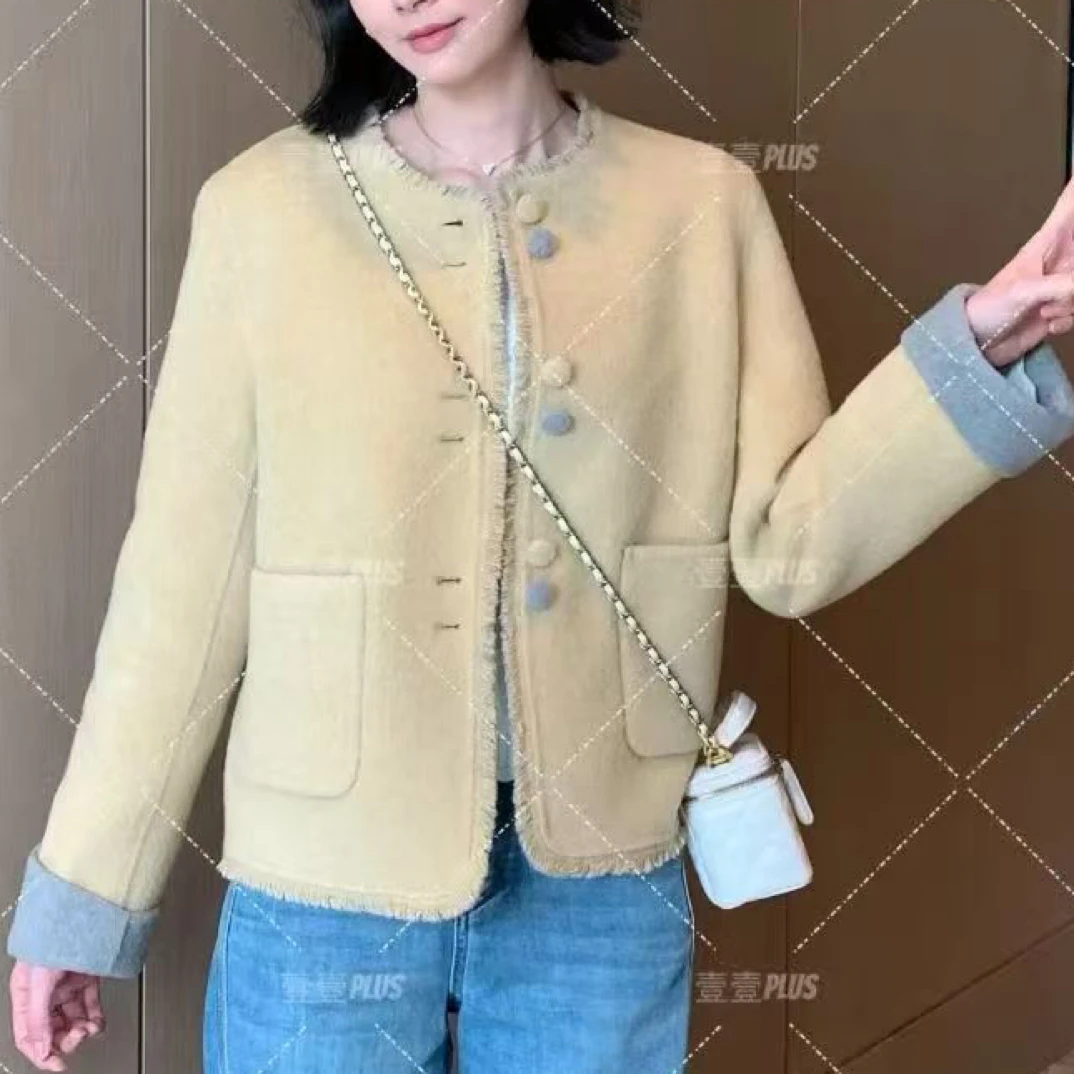 短款流苏小香风秋冬两面穿双色双面大衣
