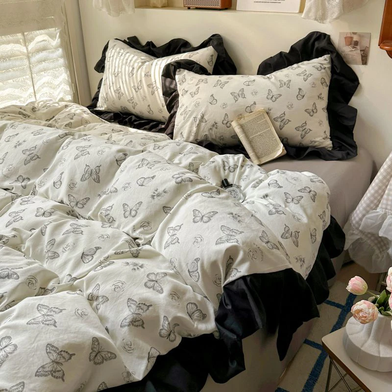 高级感轻奢亲肤舒适被套上档次2025新款亲肤法式赫本风花边单被套