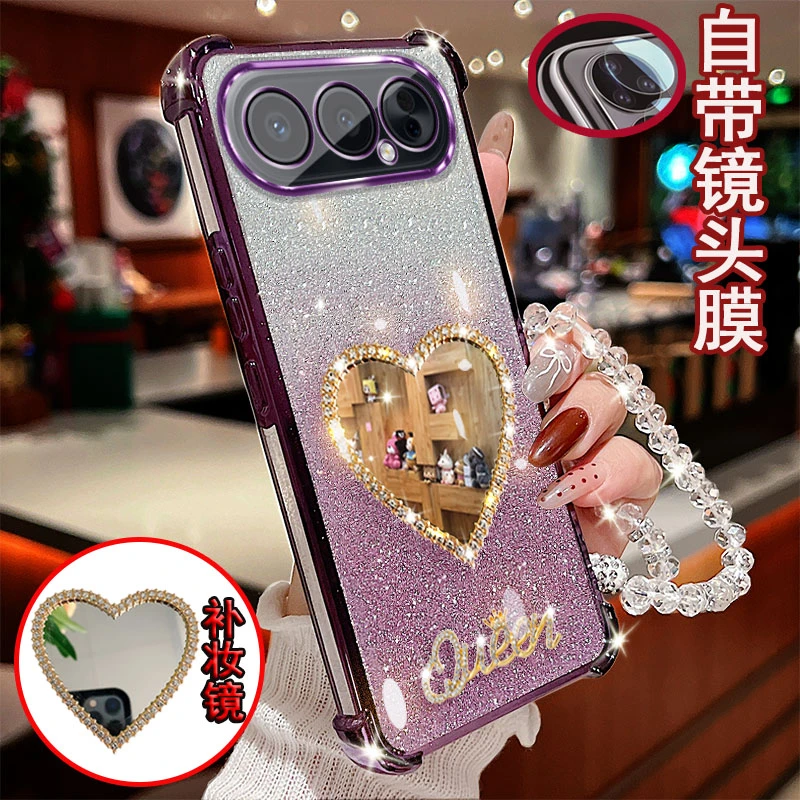 适用荣耀500pro手机壳MEP-AN00四角气囊爱心镜防摔保护套镜头全包