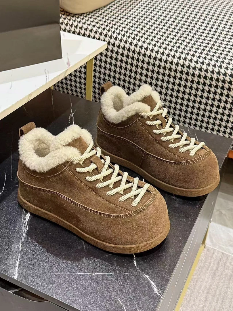 50-591棉鞋纯色秋冬复古港风韩版雪地靴冬季