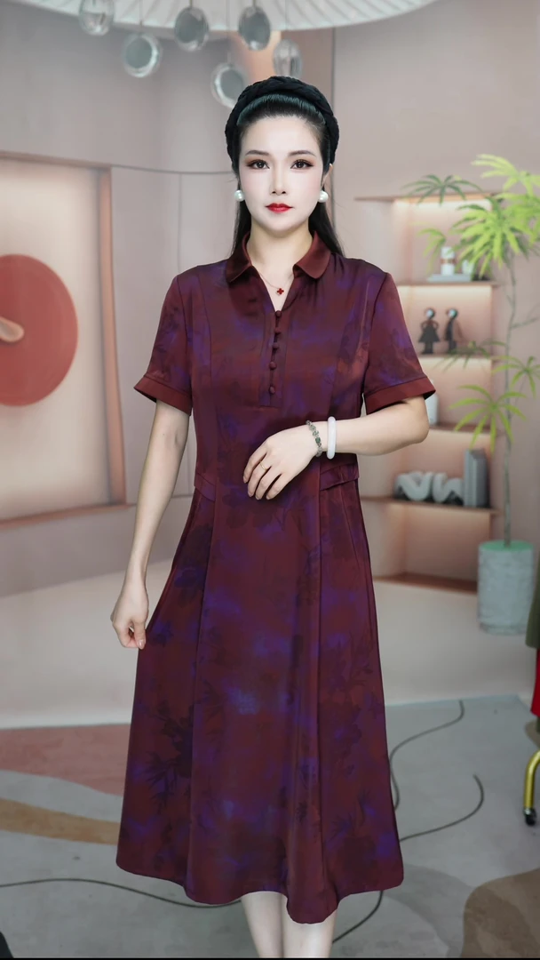 2025爆款新中式风气质优雅显瘦国风连衣裙040208