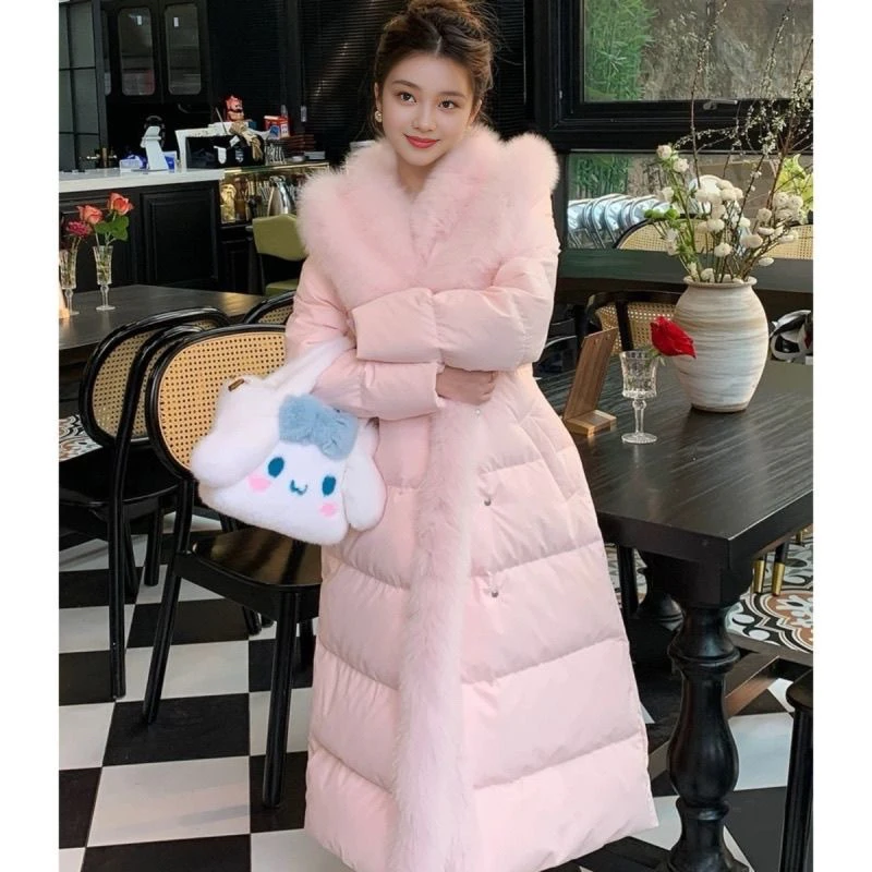 时尚大毛领连帽收腰显瘦冬季加厚白鸭绒女款棉衣外套871