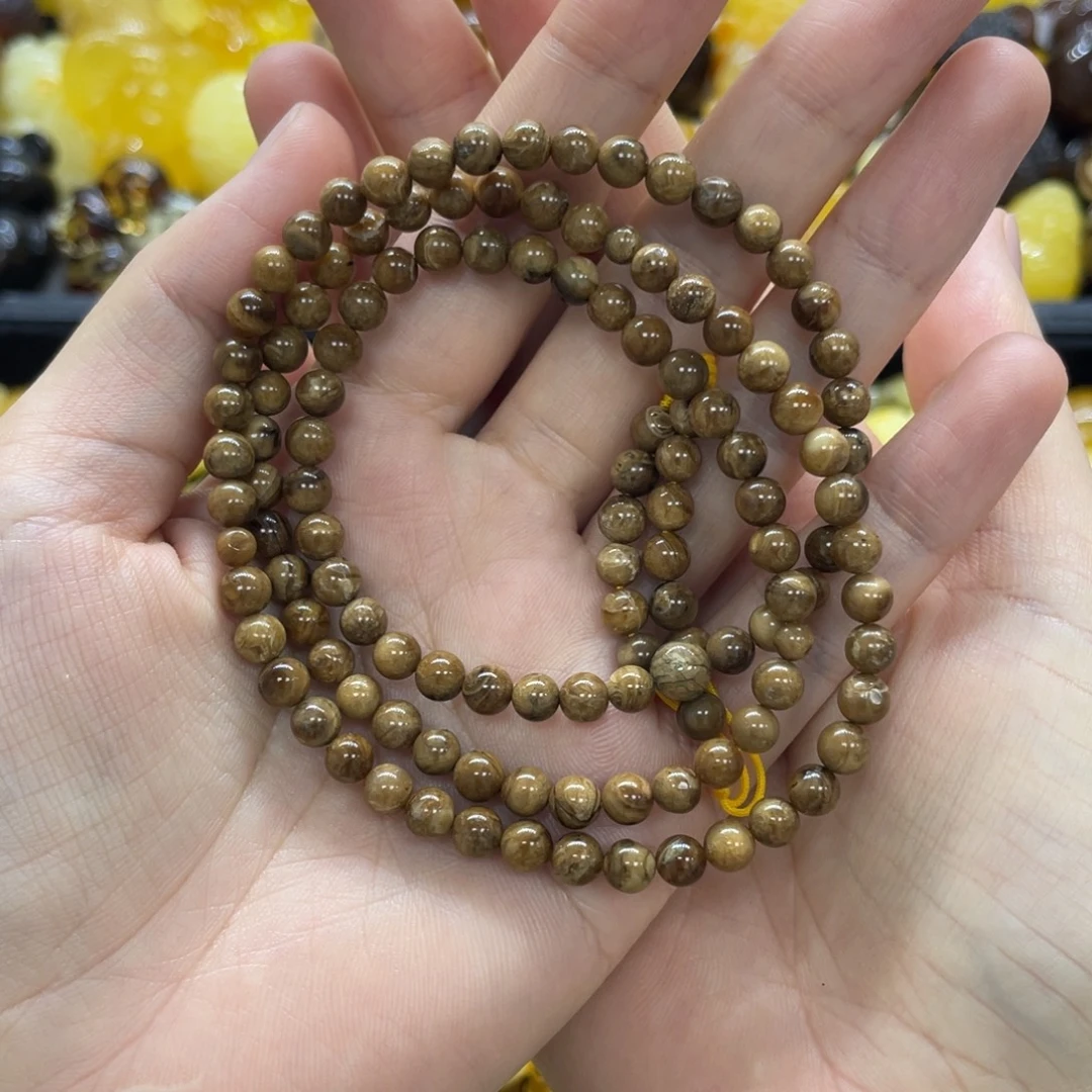 琥珀未镶嵌裸石天然琥珀 根珀108珠链5mm